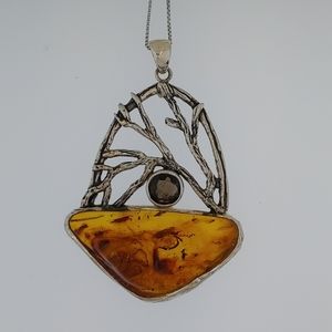 Sterling Silver One of a Kind Amber Necklace